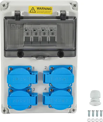Produktbild von TolleTour Wandverteiler mit Leitungsschutzschalter, Stromverteiler 16A Baustromverteiler 4xSchuko und CEE-Steckdose Steckdosen mit DC-Schutzschalter Außen