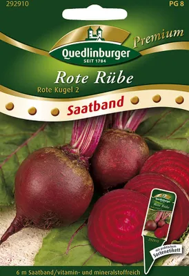 Produktbild von Quedlinburger Rote Rübe Rote Kugel 2 Saatband - Premium Gemüsesamen