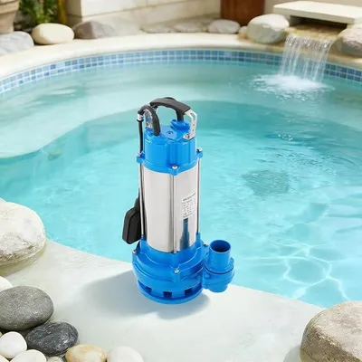 Obrázek produktu pro Ponorné čerpadlo pro špinavou vodu z nerezové oceli, výkon 2200 W, maximální průtok 26 000 l/h, výtlak 25 m, ponorné čerpadlo pro špinavou vodu s plovákem, určené k odčerpávání vody (modré)