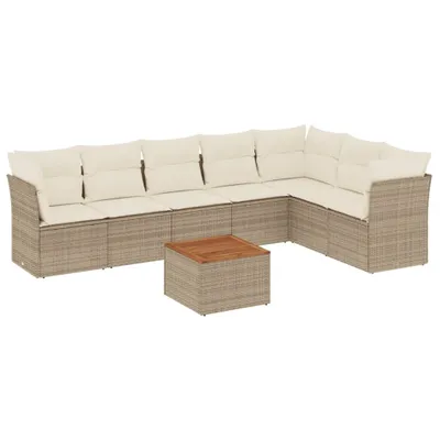Produktbild von vidaXL 8-tlg. Garten-Sofagarnitur mit Kissen Beige Poly Rattan