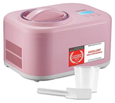 Zdjęcie produktu dla Maszyna do lodów z kompresorem ice cream maker sorbet - 1 litr - 100 W - Różowa
