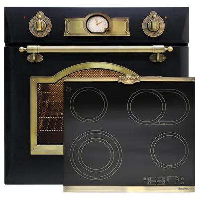 Produktbild von Kaiser Herd Set EH 6355 Em Retro Elektro Einbau Backofen Autark 60 cm 67L + KCT 6185 Em Exklusives High Light Glaskeramik Kochfeld 60 cm