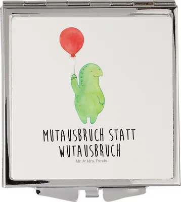 Produktbild von Mr. & Mrs. Panda Kosmetikspiegel Schildkröte Luftballon - Weiß - Geschenk, Taschenspiegel, Handspiegel, klappbar, Frauen Spiegel, Schildkröten, Schminkspiegel, Ballon