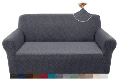 Jacquard-Bankbezug 2-Sitzer, rutschfest, Stretch, grau