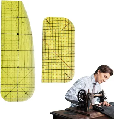 Produktbild von 2 Stück, Bügellineal Hitzebeständig, Hot Ironing Ruler, Heißbügellineal Patch, Heißes Lineal, Hot Ironing Lineal Patchwork Schneiderhandwerk, zum Aufbügeln, Basteln, Messen, DIY, Tragbar,