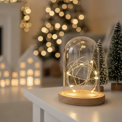 Produktbild von Sompex Kupola Leuchtdekoration 20 LED warmweiß innen 16 cm Glas & Holz