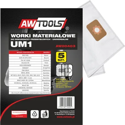 Image de Awtools sacs en microfibre set of 5 um1, gas35/vc3011l/vc3510l/vc3511l