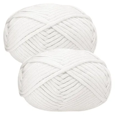 Image de Fil à crocheter, mélange coton-nylon, 2 pelotes de 50g, blanc, fil épais