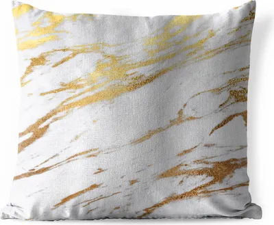 Produktbild von MuchoWow® Outdoor Kissen - Marmor - Weiß - Gold - 40x40 cm - Wetterfest - Lounge Kissen - Kopfkissen - Interieur - Polster mit Bild