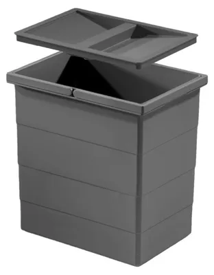 Produktbild von Hailo Inneneimer 1225869 20 Liter Abfallsammler mit Deckel dunkelgrau