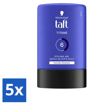 Imagen del producto de 5 unidades de gel moldeador Taft Men Power Titane, fijación fuerte, 300 ml cada uno. Paquete económico