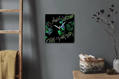 Produktbild von Coloray Hodiny Unikátní 30x30 cm  Tiché hodiny Pro obývací pokoj a kuchyň Nástěnné hodiny Plátno Bílé ručičky hodin - Páv