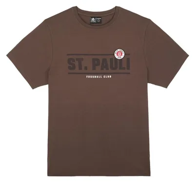 Produktbild von FC St. Pauli T-Shirt classic Logo, Offizieller Fanartikel, Braunes Shirt mit ST. PAULI Schriftzug und Logo, 100% Baumwolle