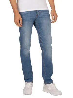 Produktbild von Jack & Jones 12148915, Blau, Jeans, Baumwolle, Elasthan, Polyester, Nicht bleichen, Nicht chemisch reinigen, Schonwaschgang (40°C)