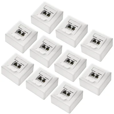 Produktbild von deleyCON MK-MK2166, 2 x RJ-45, Weiß, 80 mm, 80 mm, 10 Stück(e)