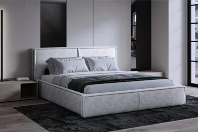 Produktbild von MOEBLO Polsterbett Bett 04 – Doppelbett mit Cord Bezug, Kopfstütze, gepolstertes Kopfteil, Rahmenbettgestell, Bettkasten und Lattenrost - 180x200 - Hellgrau (Poso 55)