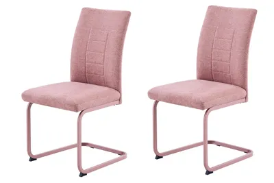 Produktbild von Hela Tische, 2er SET Esszimmerstuhl Augusta, Webstoff Chenille Apricot, XL Sitzbreite, NOSAG Feder Polsterung, Gestell in STOFFFARBE, 140kg belastbar