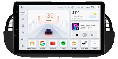 Obrázek produktu pro Autorádio, multimediální přehrávač, navigační systém, kompatibilní s modelem Fiat 500 (roky výroby 2007-2014), model S4 AI AHDC2, barva černá