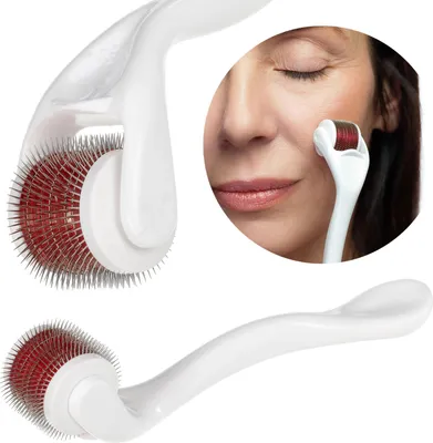 Obrázok produktu pre Gymtek® Derma Roller, nástroj na starostlivosť o tvár a pleť, mikroihličkový valček pre hladkú pleť - domáca starostlivosť o pleť