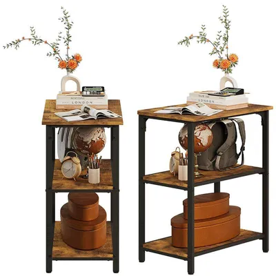 Image de Table De Chevet / Table D'appoint / Étagère Industrielle Brun Foncé Retro – 75 Cm