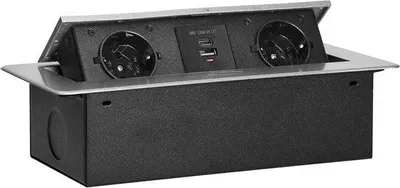 Productafbeelding van Inbouwstopcontact met USB-oplader voor werkblad - Platte Rand - Zonder kabel