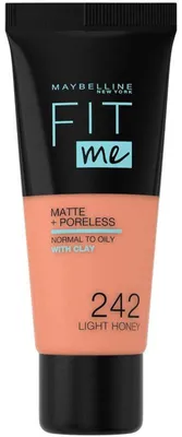 Produktbild von Maybelline Fit Me Matte & Poreless 242 Light Honey, Röhre, Flüssigkeit, Bronze, Light Honey, Mittel, Kühl