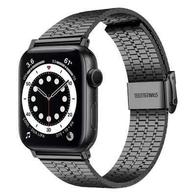 Produktbild von Strap-it Apple Watch 8 Edelstahlarmband (Schwarz)