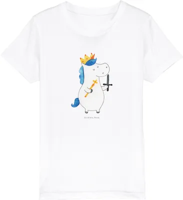 Produktbild von Mr. & Mrs. Panda Kleinkinder T-Shirt Einhorn König mit Schwert 12-14 Jahre (152/164) - Weiß - Geschenk, Kinder Baumwoll, Einhörner, Teenager, Ritter, Kindershirt, Unicorn