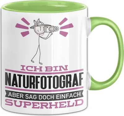 Produktbild von Naturfotograf Geschenk Tasse Ich Bin Naturfotograf Aber Sag Doch Einfach Superheld Lustige Geschenkdiee für Naturfotograf Kaffee-Becher (Grün)