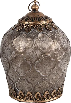 Image de Clayre & Eef Lanterne LED Ø 13x18 cm Verre brun