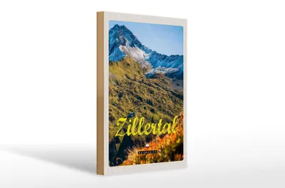 Produktbild von Holzschild Reise 20x30cm Zillertal Österreich Natur Berg Wald