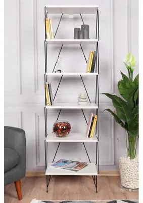 Image de Bibliothèque Étagère de rangement Bois MDF mélaminé Blanc H 165 cm Moderne