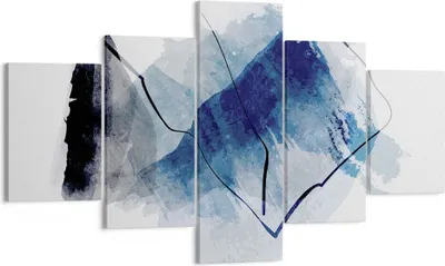 Produktbild von Bild auf Leinwand - Leinwandbild - 5 Teile - Blau Schwarz Abstraktion - 125x70cm - Wand Bild - Wanddeko - Wandbilder - Leinwanddruck - Bilder - Wanddekoration - Leinwand bilder - EA125x70-5058