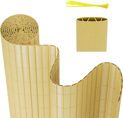 Immagine prodotto di TolleTour schermo per la privacy Recinto per la privacy in PVC frangivento in bambù per il giardino, il balcone e la terrazza 90x300cm Stabile forma a W