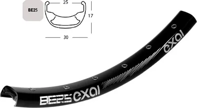 Produktbild von Felgenring EXAL BE25 Disc 32Loch schwarz 622-25 29 Zoll 6,5mm Ventilloch Aluminium