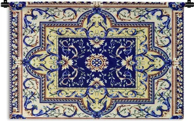 Produktbild von MuchoWow® Wandteppich Wandbehang Perserteppich - Teppich - Muster - Blau 90x60 cm Tapisserie Dekoration Wandtuch - Wandskulpturen - Bildteppich