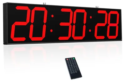 Digitale Wandklok 72,1 cm, LED, Timer, Temperatur, Datum, Rot