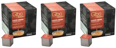 Produktbild von Tchibo Qbo Caffè Crema Terreno Alto Premium Kaffeekapseln, 81 Stück - 3x27 Kapseln (Caffè, Intensität 6/10, ausgewogen und malzig), nachhaltig & aus 70% nachwachsenden Rohstoffen¹