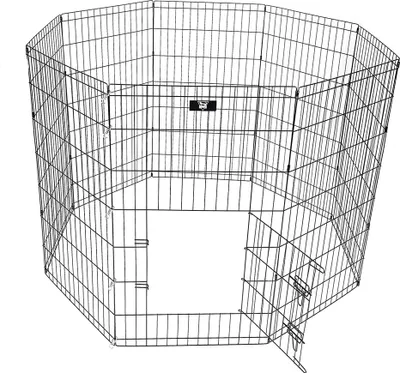 Produktbild von SPOCADO "United" Metall Hundezwinger | Faltbar | 107 x 61 cm | 9,2 kg | 8-teilig | Doppelverriegelung | Rostfreie Oberfläche | schwarz | SCO-4