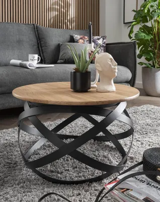 Produktbild von Couchtisch 70cm 'Lissabon' Wildeiche Stahl schwarz