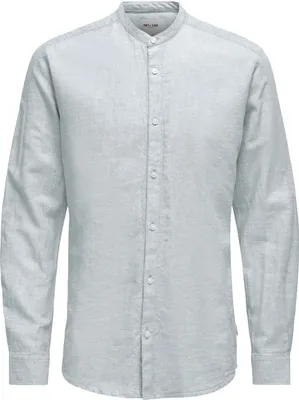 Produktbild von ONLY & SONS Leichtes Leinen Hemd Langarm Slim Fit Oberteil Basic Shirt ONSCAIDEN Größe: L