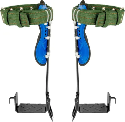 Produktbild von Klettersporen für Baumklettern - Profi Kletterspikes - Stahl - Verstellbare Riemen - Ergonomisch - Blau
