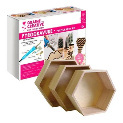 Image de Brûleur + 3 étagères hexagonales en bois 24-30 cm