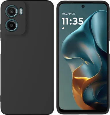 A collage of a black phone case and a smartphone displaying the time and date.