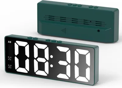 Produktbild von Digitaler LED-Wecker Mit Spiegeloberfläche, 1 Stk, Grün, HD-Display Mit Temperaturanzeige, Für Schlafzimmer Und Büro