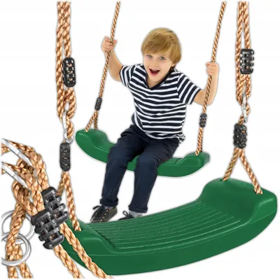 Immagine prodotto di Altalena per bambini KRUMAD per esterni e interni, altalena per bambini, altalena, portata fino a 35 kg, regolabile in altezza, seggiolino per la cameretta dei bambini, verde scuro