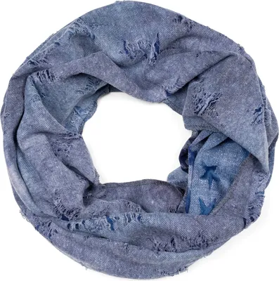 Produktbild von styleBREAKER Uni Loop Schal mit Cutout Sterne Muster und Rissen im Destroyed Denim Look, Schlauchschal 01017143