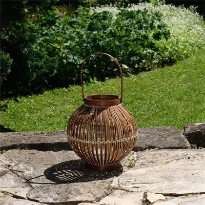 Produktbild von BOURGH Bambus Laterne AGIRA Windlicht für Indoor und Outdoor mit Glaseinsatz