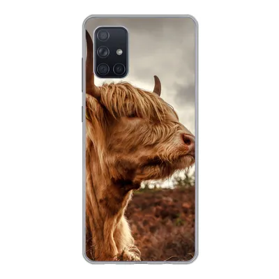 Produktbild von MuchoWow® Handyhülle Schutzhülle Hülle für Samsung Galaxy A51 Scottish Highlander - Strauch - Heidekraut Silikon Softcase Handy Hülle - Schutzabdeckung
