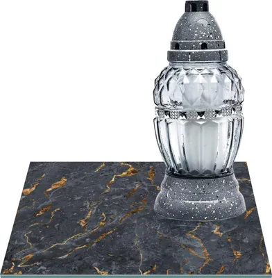 Zdjęcie produktu dla SZKLANA PODSTAWKA POD ZNICZE Z DEDYKACJĄ 40x40cm Marmur 378h